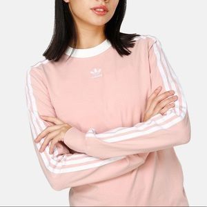 NEW adidas originals adicolor 3 stripes long sleeve in pink NWOT